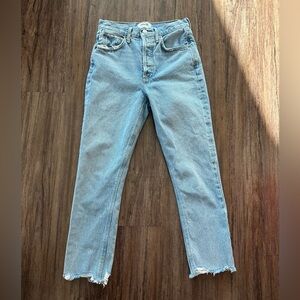 Agolde Riley Crop Distressed Hem Jeans. Size 24